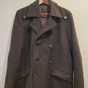 Reiss Brown Double Breasted Brown Wool Coat